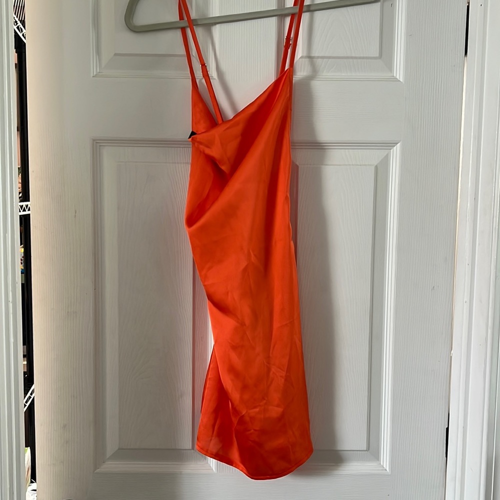 Satin cowl neck dress